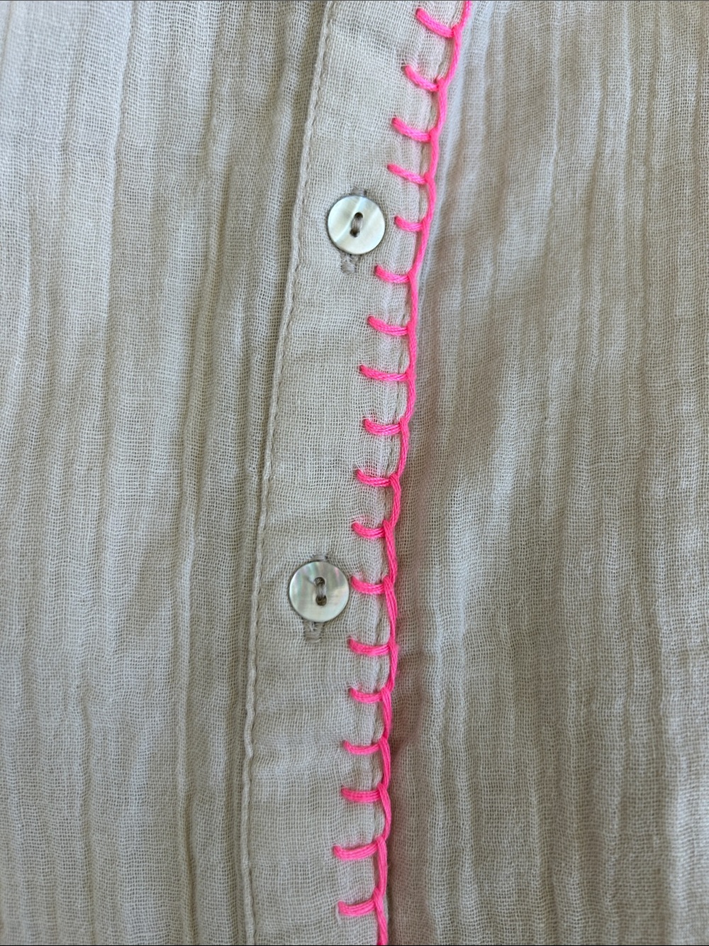 NATURAL LIFE Cream Button-Up Tunic with Pink Trim - Picture 8 of 8